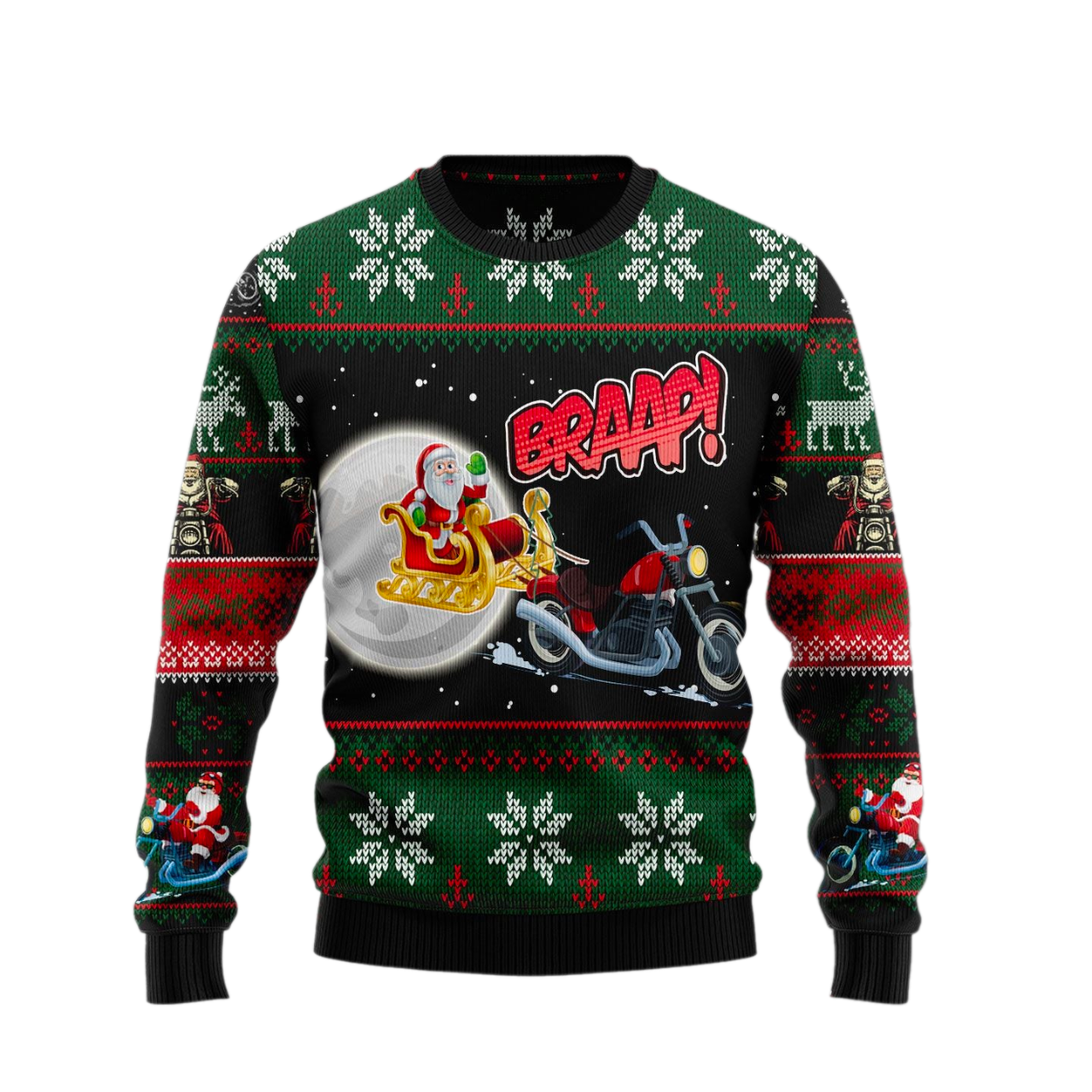 Biker Santa Xmas Ugly Christmas Sweater For Men & Women Christmas Gift Sweater US1925 - WeCustomit