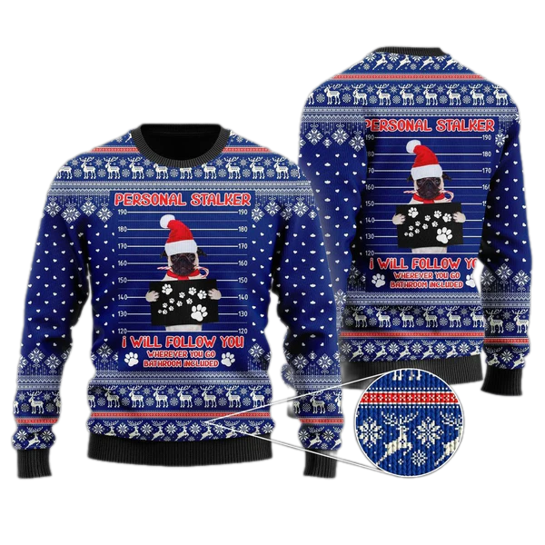 Dog As Santa Claus Personal Stalker Ugly Christmas Sweater For Men & Women Christmas Gift Sweater US2029 - WeCustomit