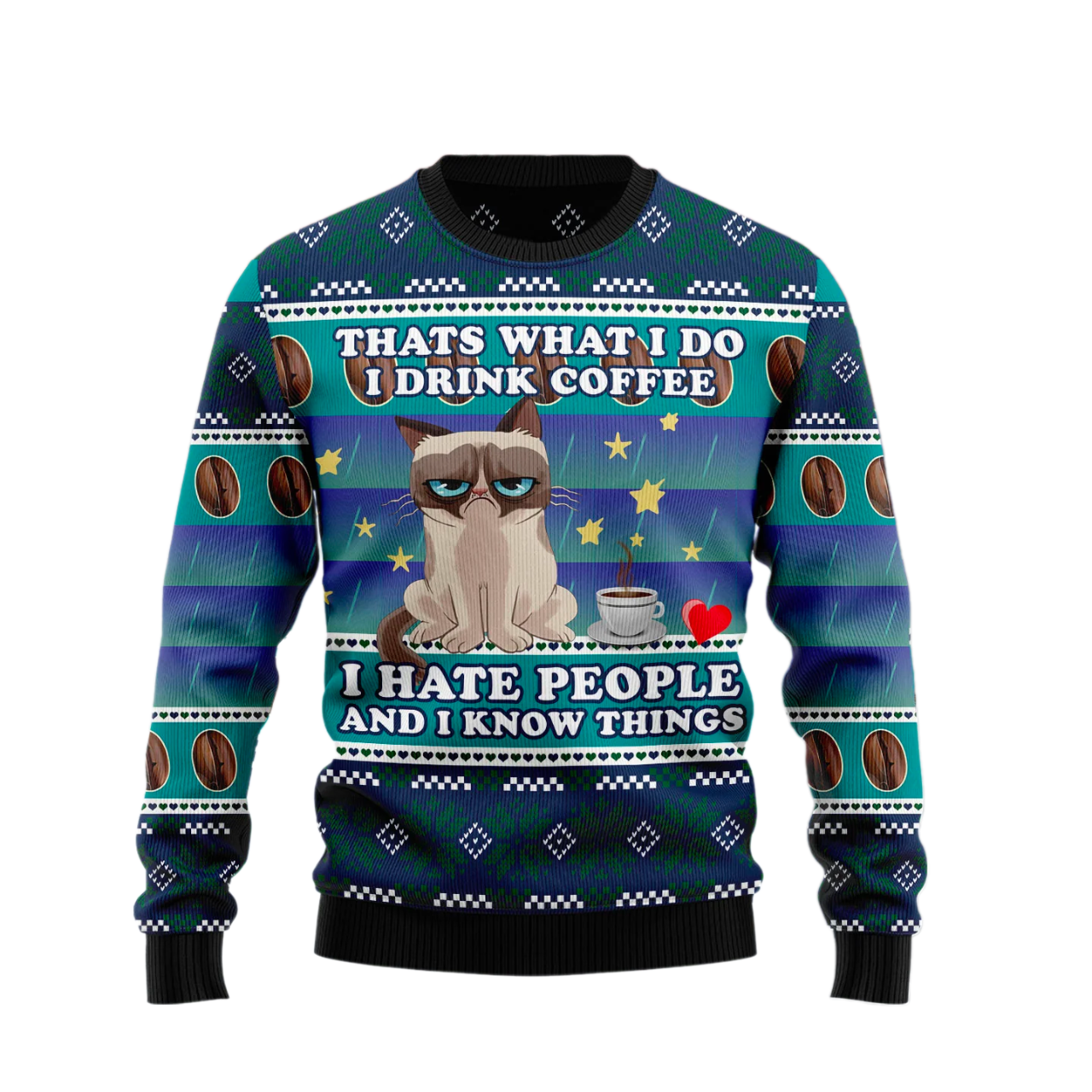 Grumpy Cat Coffee Ugly Christmas Sweater For Men & Women Christmas Gift Sweater US2115 - WeCustomit