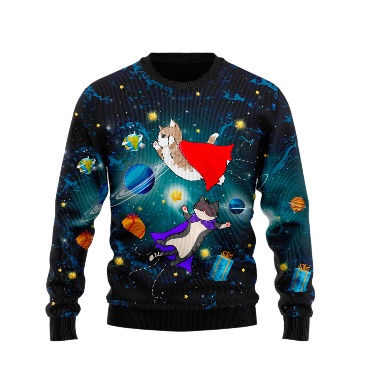 Cat Galaxy Ugly Christmas Sweater For Men & Women Christmas Gift Sweater US2131 - WeCustomit