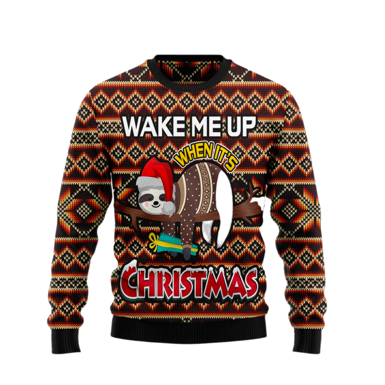 Sloth Wake Me Up When It's Christmas Ugly Christmas Sweater For Men & Women Christmas Gift Sweater US21561 - WeCustomit