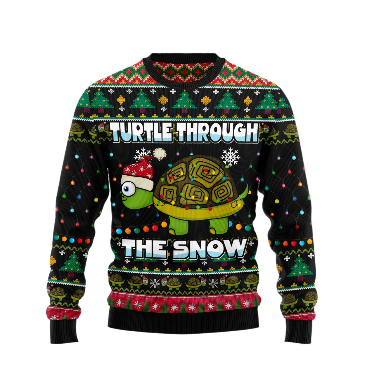 Turtle Through The Snow Ugly Christmas Sweater For Men & Women Christmas Gift Sweater US2173 - WeCustomit
