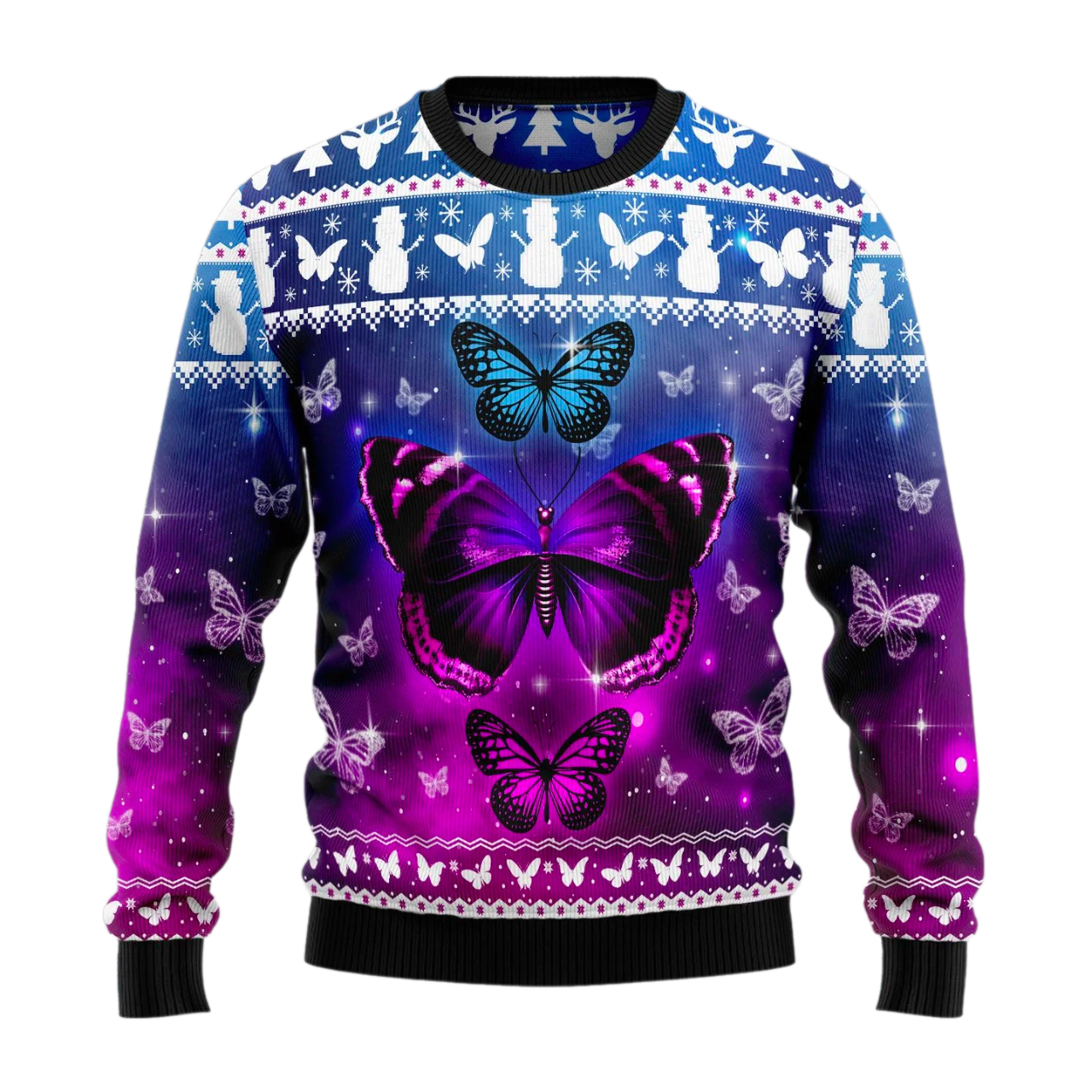 Purple Butterfly Ugly Christmas Sweater For Men & Women Christmas Gift Sweater US2387 - WeCustomit