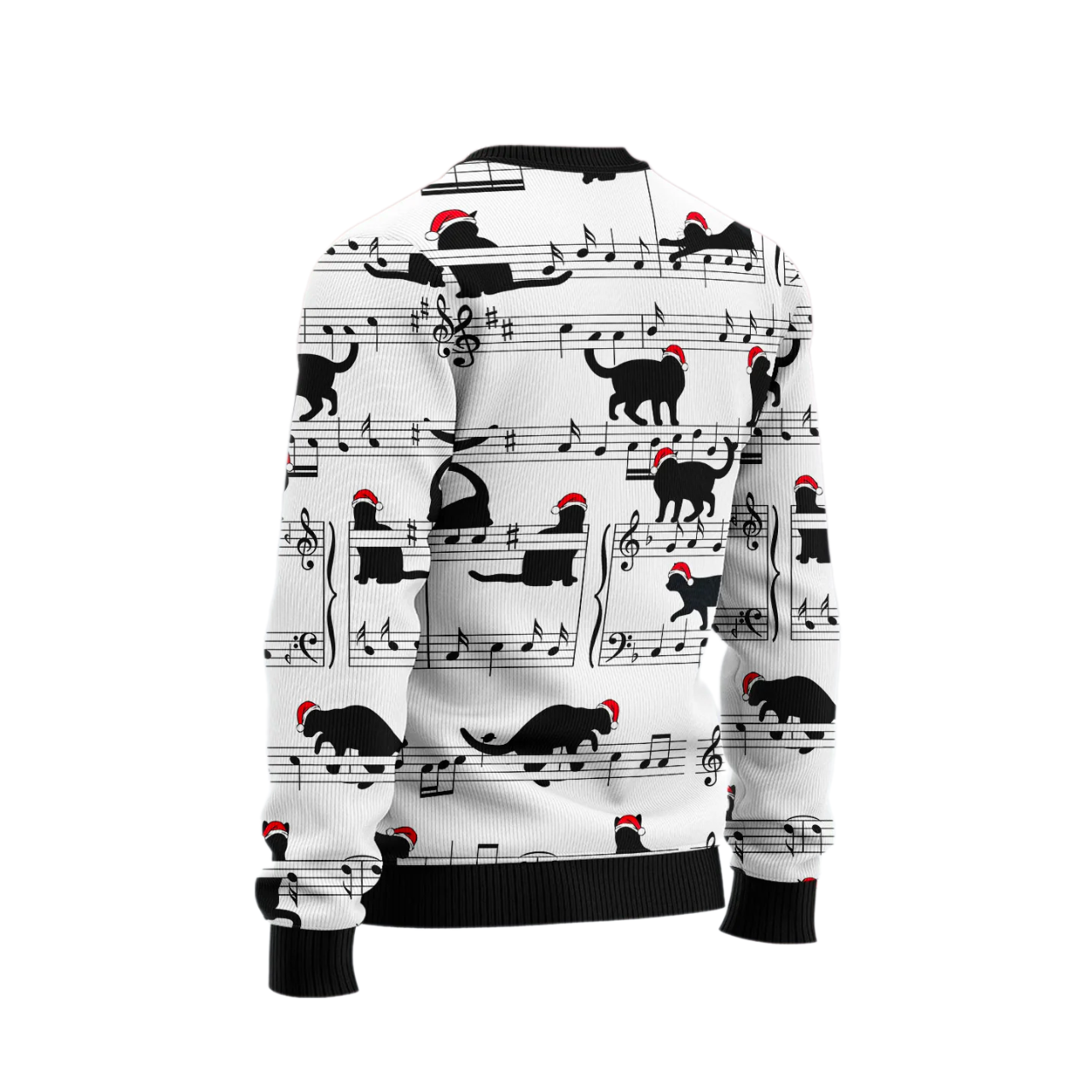 Black Cat Christmas Music Ugly Christmas Sweater For Men & Women Christmas Gift Sweater US2448 - WeCustomit
