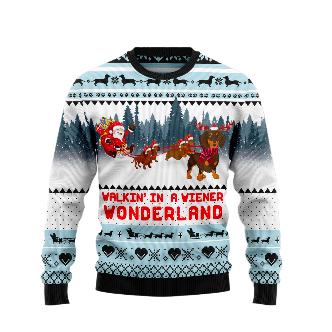 Walkin‘ In A Weiner Wonderland Ugly Christmas Sweater For Men & Women Christmas Gift Sweater US2459 - WeCustomit