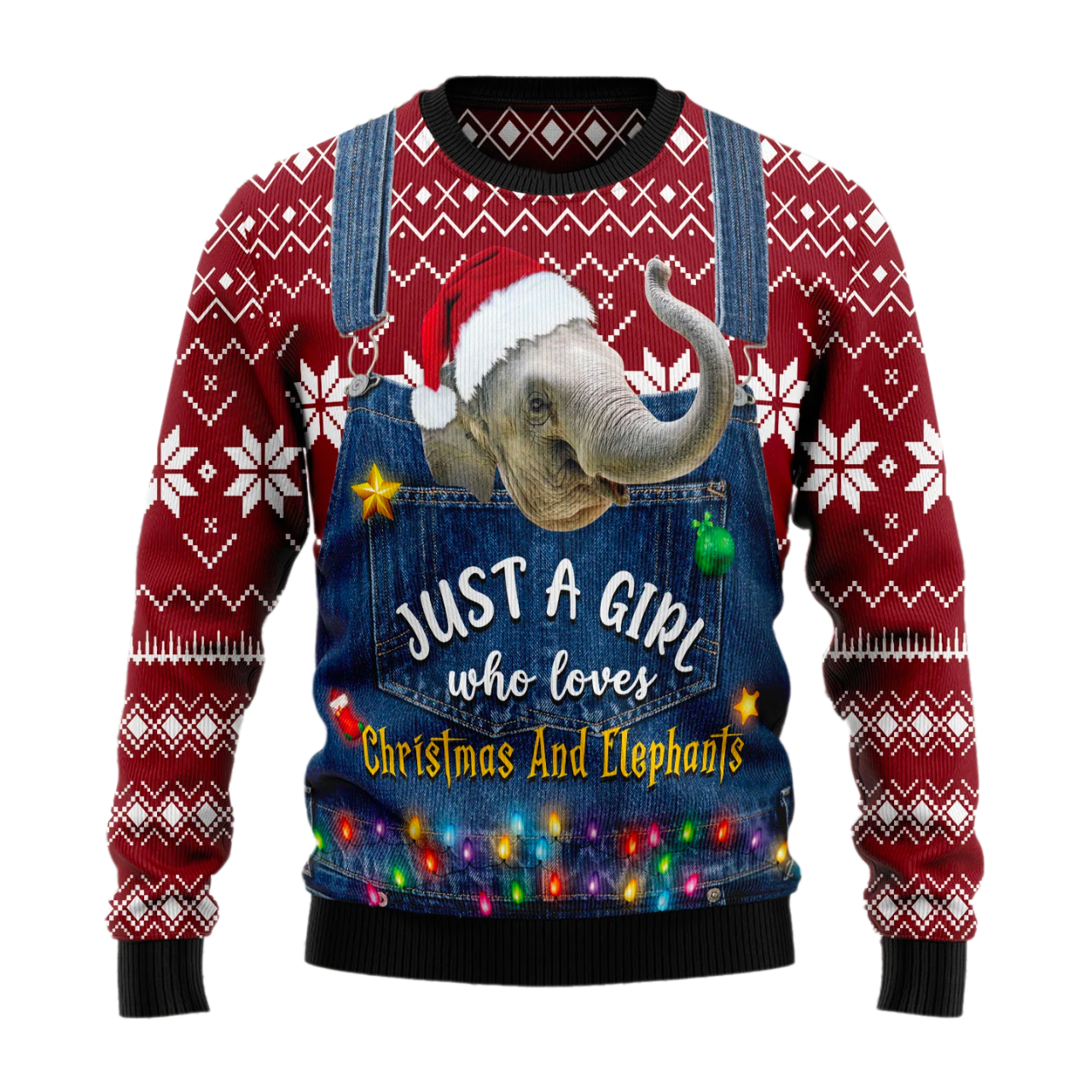 Just A Girl Who Loves Christmas And Elephants Ugly Christmas Sweater For Men & Women Christmas Gift Sweater US2460 - WeCustomit