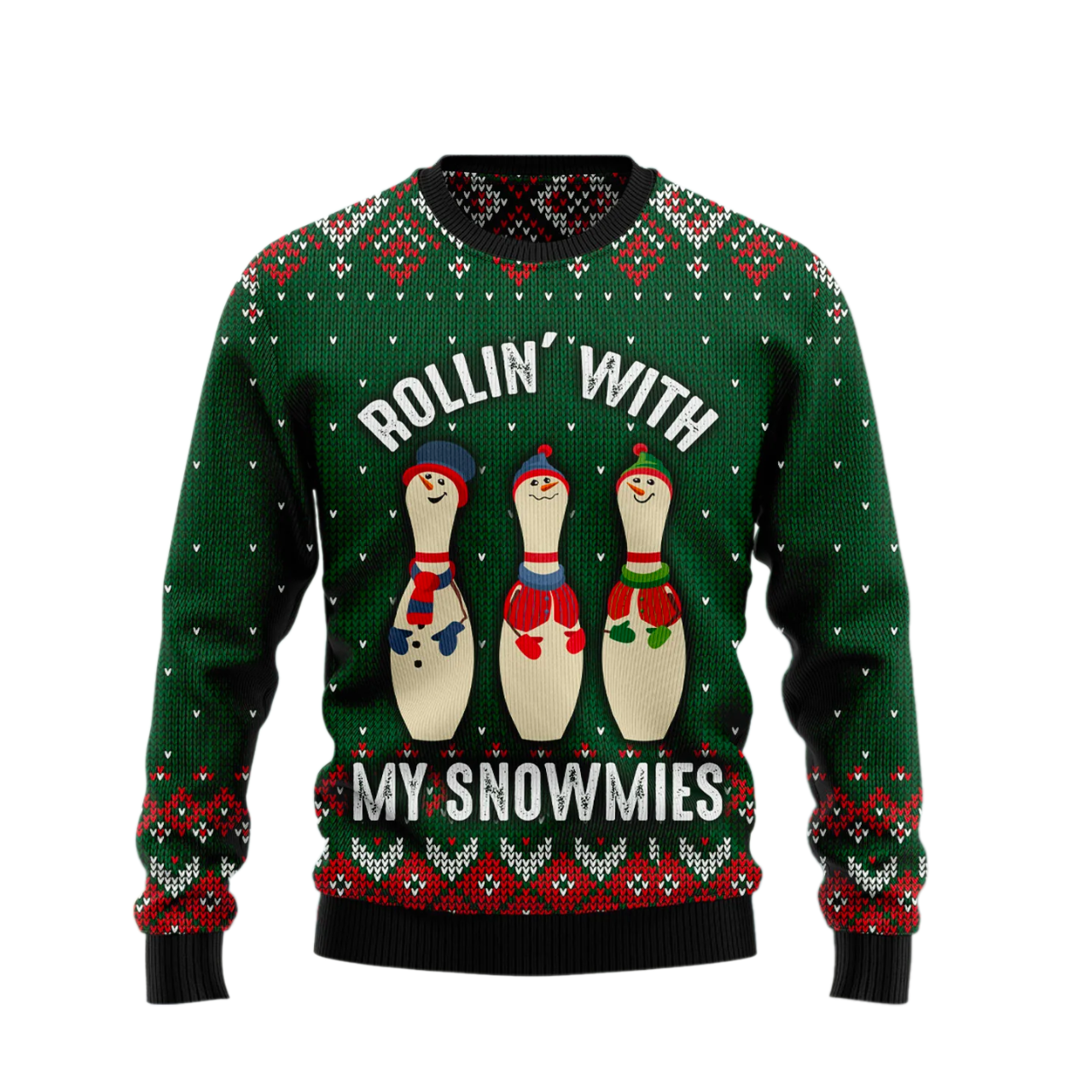 Bowling Rollin' With My Snowmies Ugly Christmas Sweater For Men & Women Christmas Gift Sweater US2464 - WeCustomit