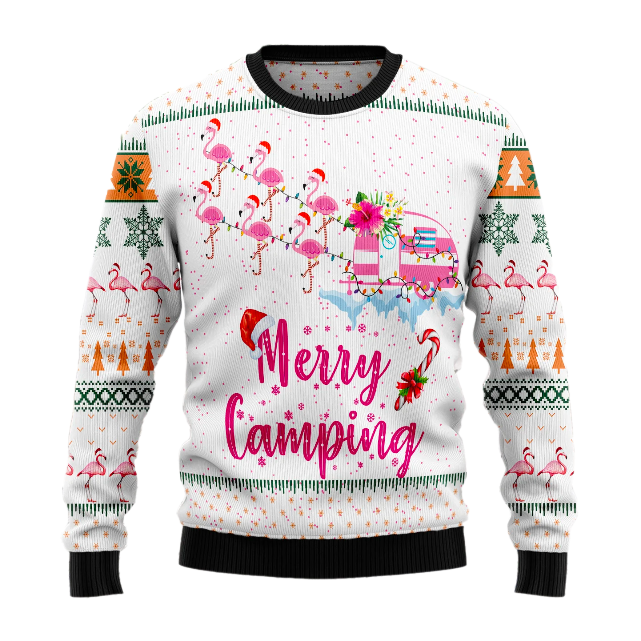 Merry Camping Flamingo Ugly Christmas Sweater For Men & Women Christmas Gift Sweater US2473 - WeCustomit