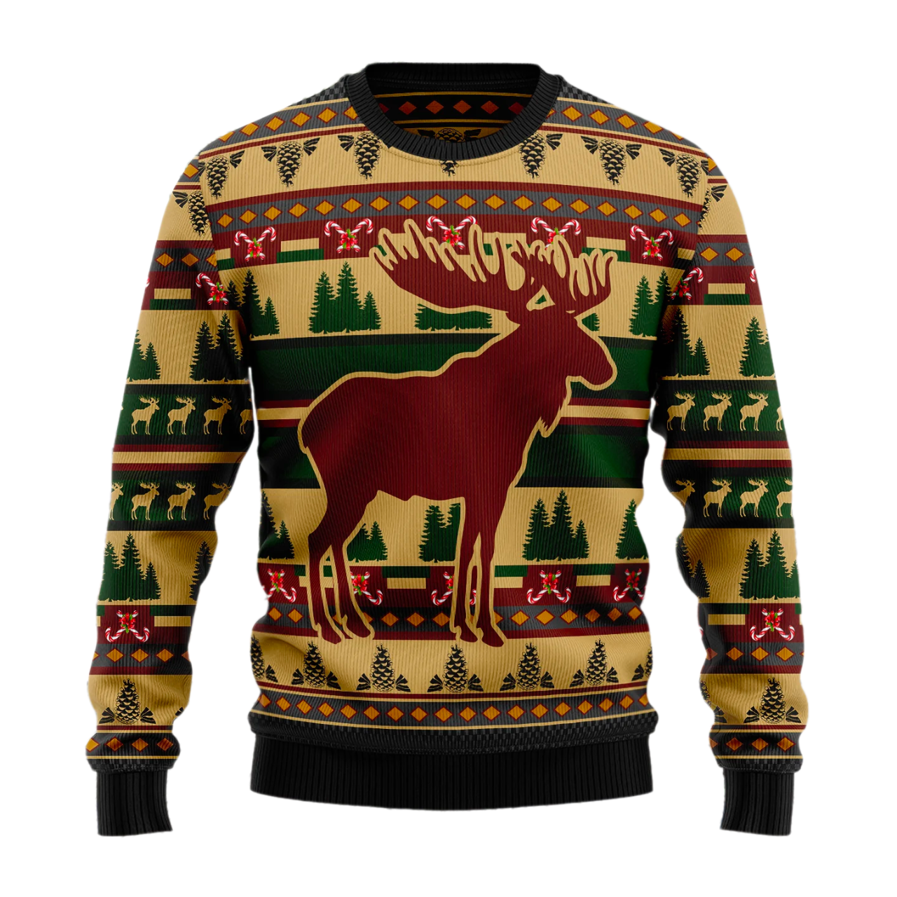 Moose Pattern Ugly Christmas Sweater For Men & Women Christmas Gift Sweater US2485 - WeCustomit