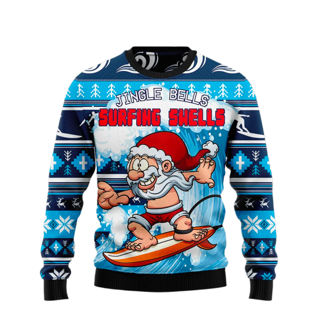 Jingle Bells Surfing Swells Ugly Christmas Sweater For Men & Women Christmas Gift Sweater US2492 - WeCustomit