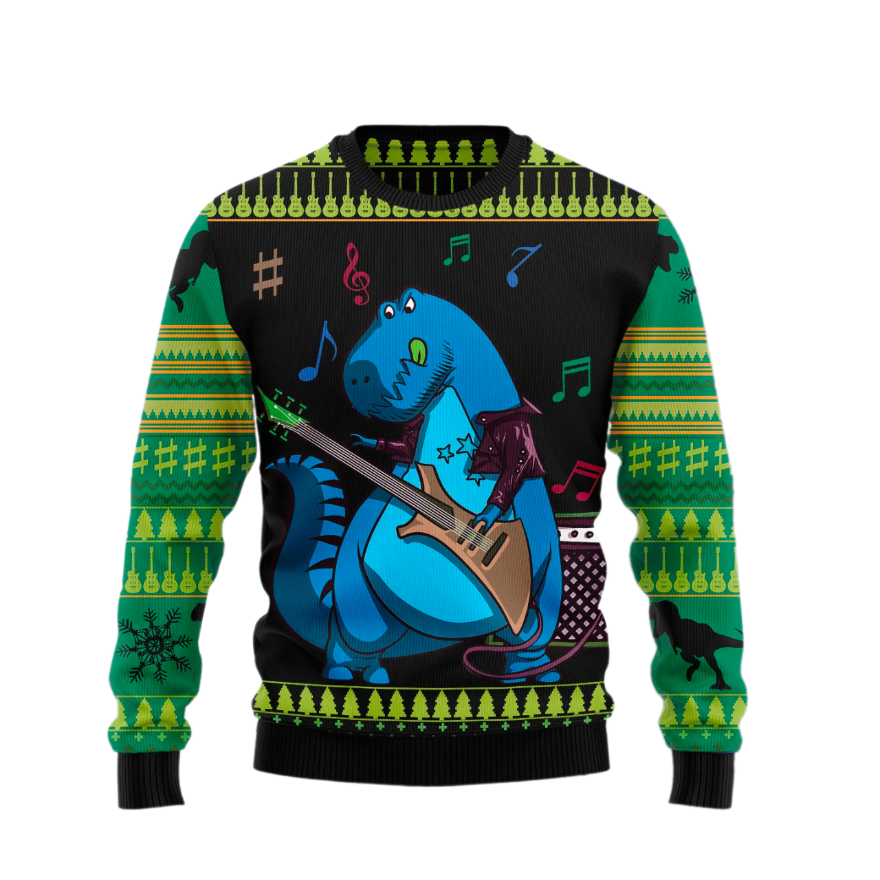Dinosaur Guitar Ugly Christmas Sweater For Men & Women Christmas Gift Sweater US2504 - WeCustomit