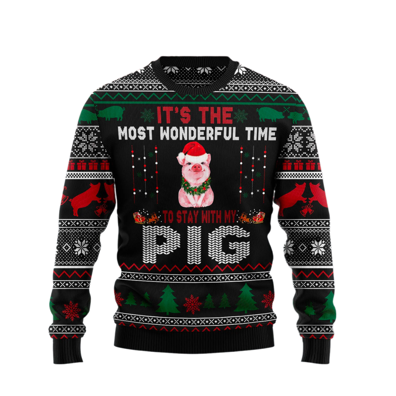It‘s The Most Wonderful Time To Stay With My Pig Ugly Christmas Sweater For Men & Women Christmas Gift Sweater US2509 - WeCustomit