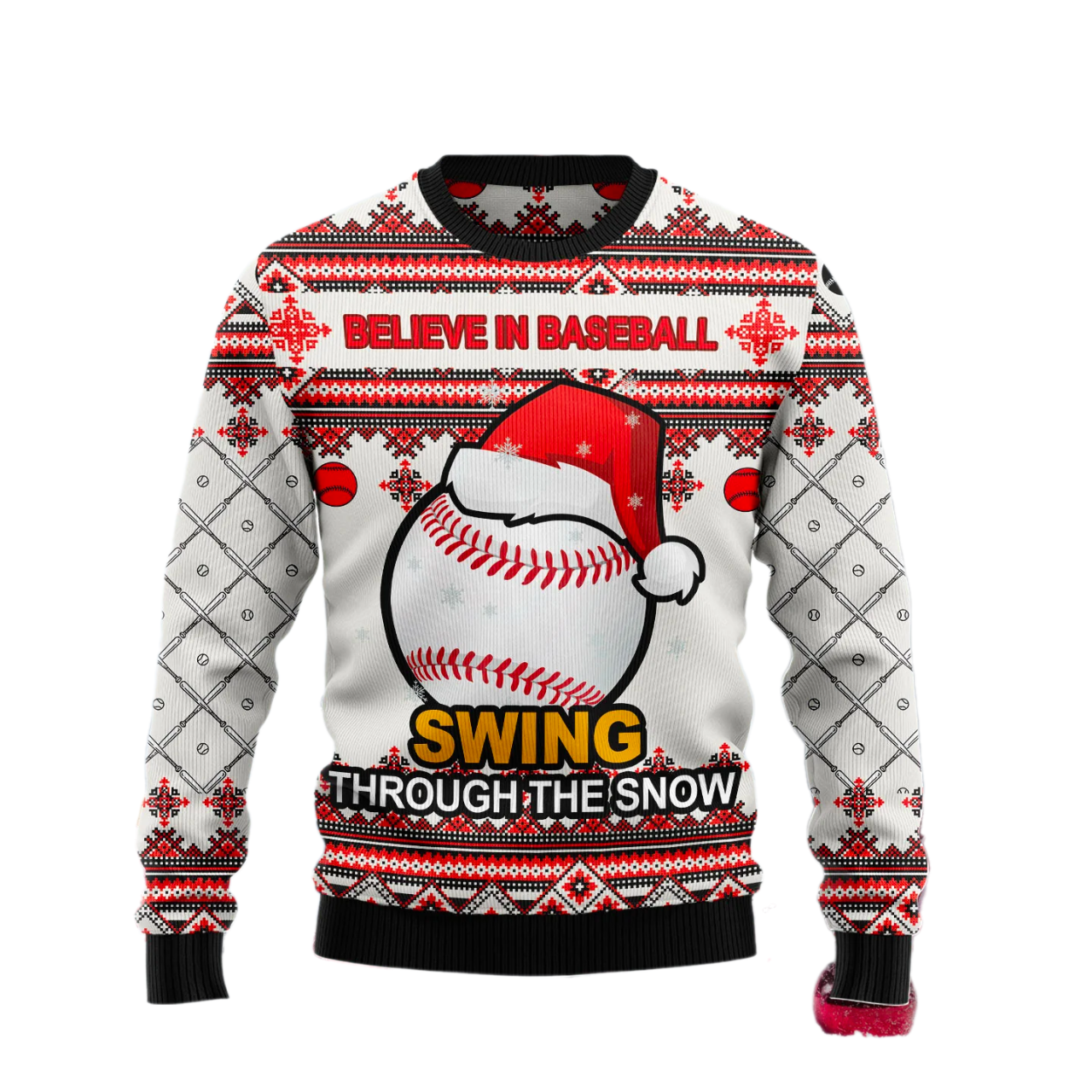 Baseball Swing Through Snow Ugly Christmas Sweater For Men & Women Christmas Gift Sweater US2515 - WeCustomit
