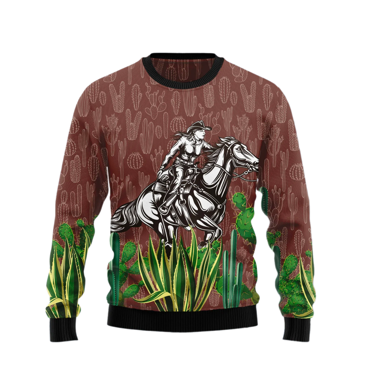 Cowgirl Cactus Ugly Christmas Sweater For Men & Women Christmas Gift Sweater US2537 - WeCustomit