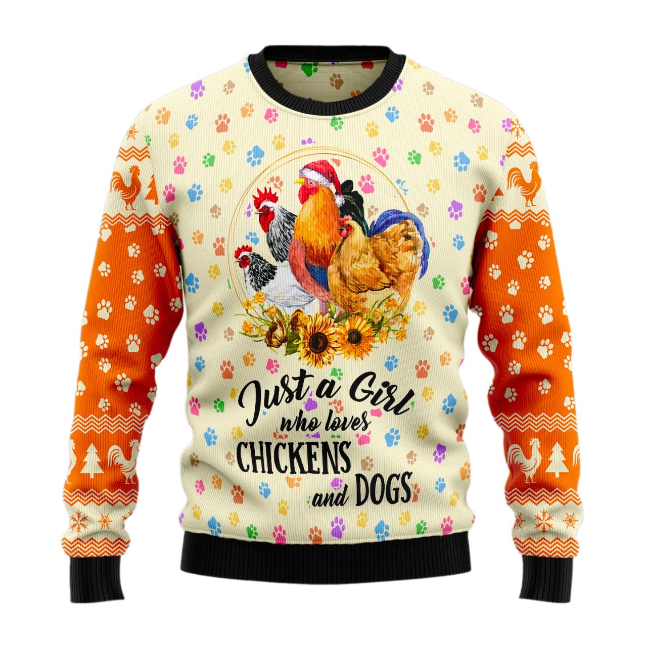 Just A Girl Who Loves Chickens And Dogs Ugly Sweater For Men & Women Christmas Gift Sweater US2547 - WeCustomit