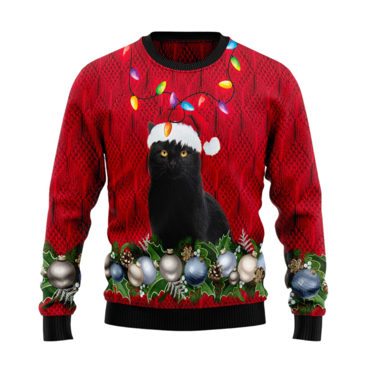 Black Cat Christmas Beauty Ugly Christmas Sweater For Men & Women Christmas Gift Sweater US2554 - WeCustomit