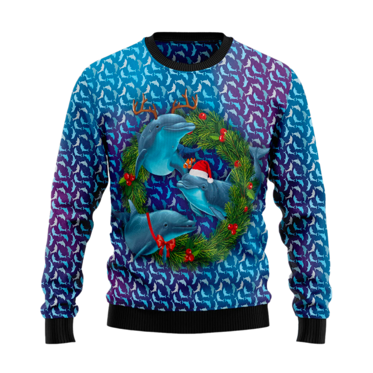 Santa Dolphin Ugly Christmas Sweater For Men & Women Christmas Gift Sweater US2557 - WeCustomit