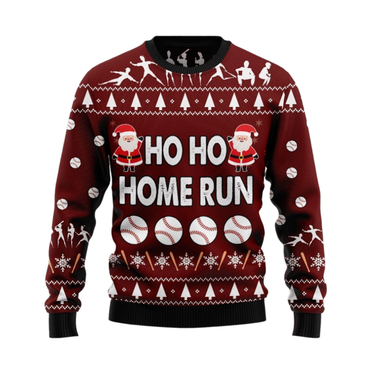 Baseball Hoho Home Run Funny Santa Christmas Ugly Christmas Sweater For Men & Women Christmas Gift Sweater US2716 - WeCustomit
