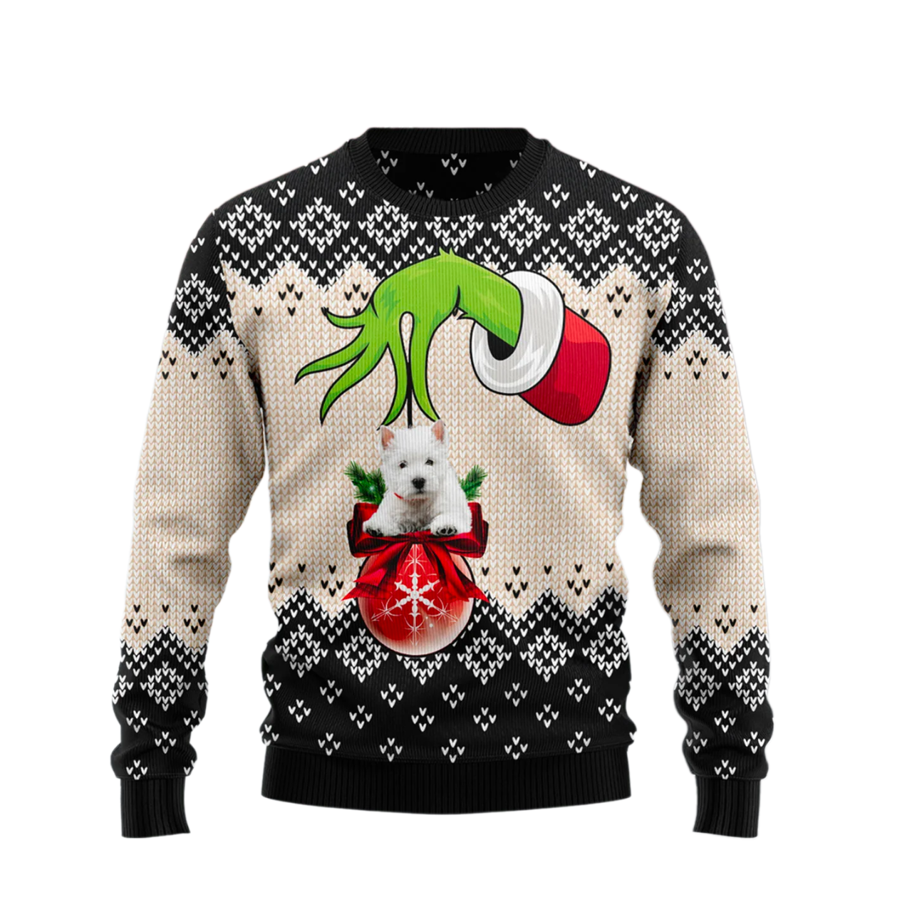 West Highland White Terrier Xmas Ball Ugly Christmas Sweater For Men & Women Christmas Gift Sweater US2566 - WeCustomit