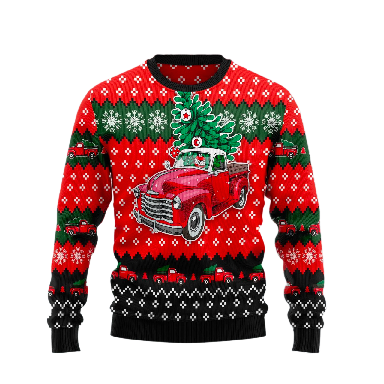 Red Truck Christmas Ugly Christmas Sweater For Men & Women Christmas Gift Sweater US2569 - WeCustomit