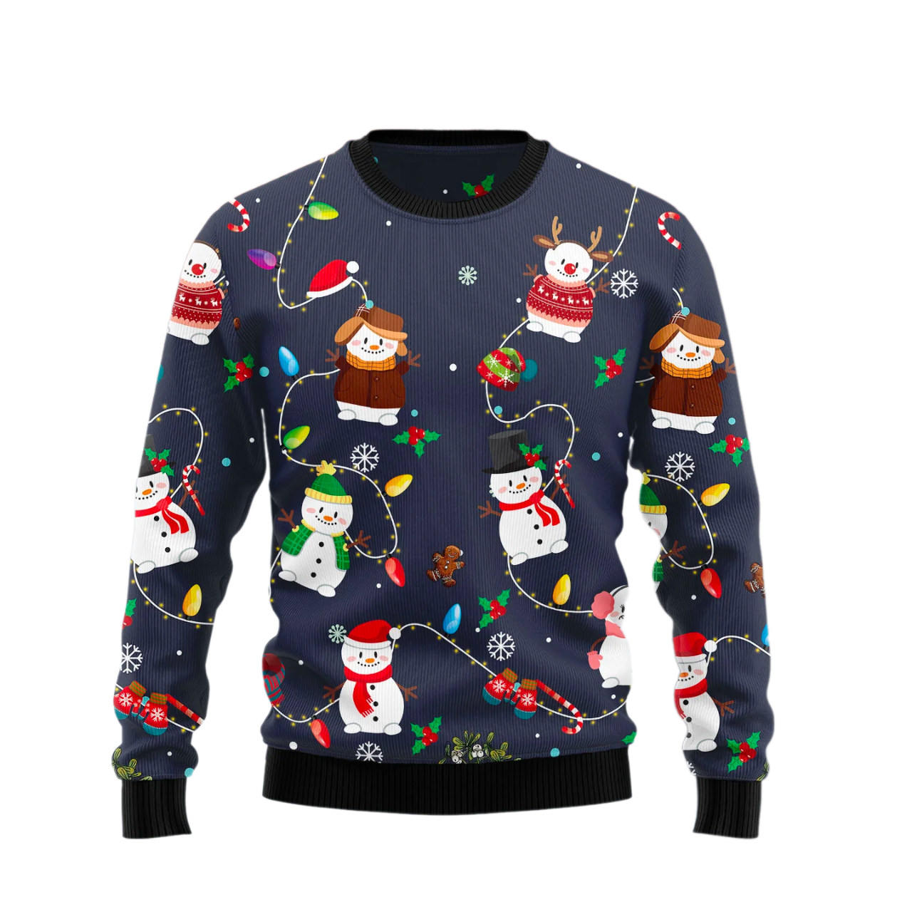 Snowman Christmas Light Ugly Christmas Sweater For Men & Women Christmas Gift Sweater US2575 - WeCustomit