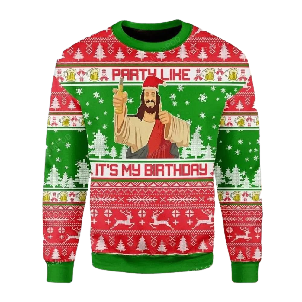 My Birthday Jesus Ugly Christmas Sweater For Men & Women Christmas Gift Sweater US2724 - WeCustomit