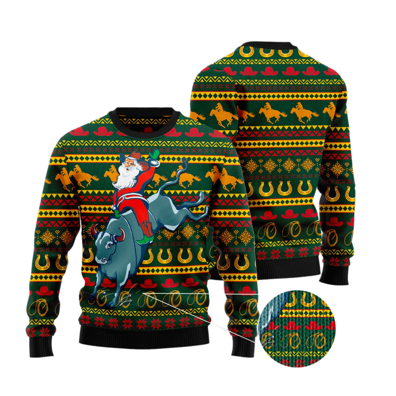 Amazing Cowboy Santa Claus Ugly Christmas Sweater For Men & Women Christmas Gift Sweater US2546 - WeCustomit