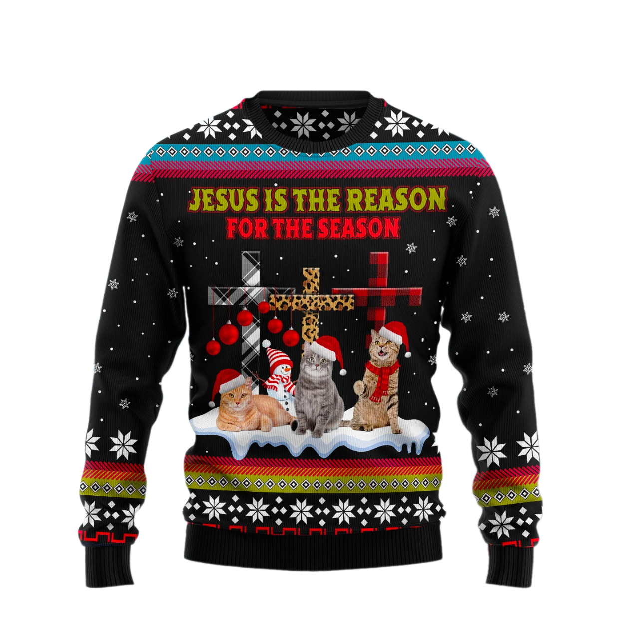 Jesus is the reason for the season Cat Ugly Christmas Sweater For Men & Women Christmas Gift Sweater US2596 - WeCustomit