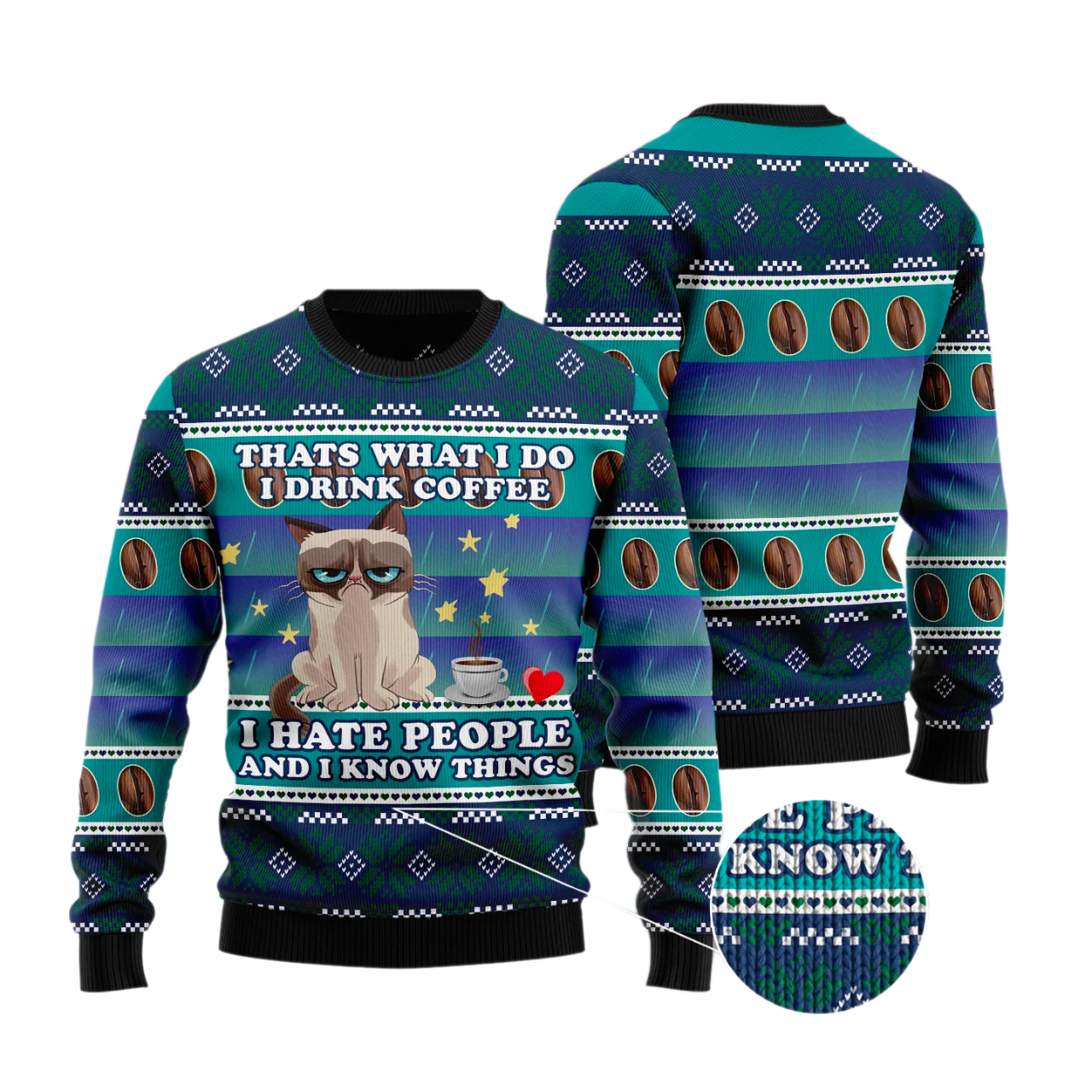 Grumpy Cat Coffee Ugly Christmas Sweater For Men & Women Christmas Gift Sweater US2607 - WeCustomit