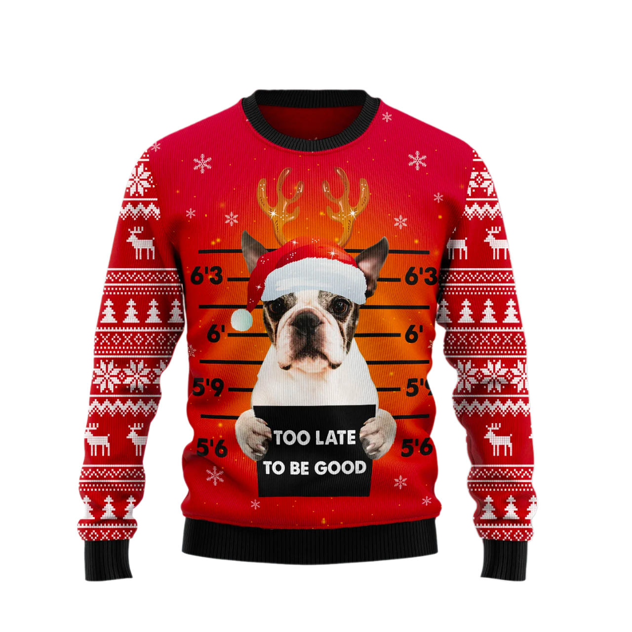 Too Late To Be Good Ugly Christmas Sweater For Men & Women Christmas Gift Sweater US2610 - WeCustomit