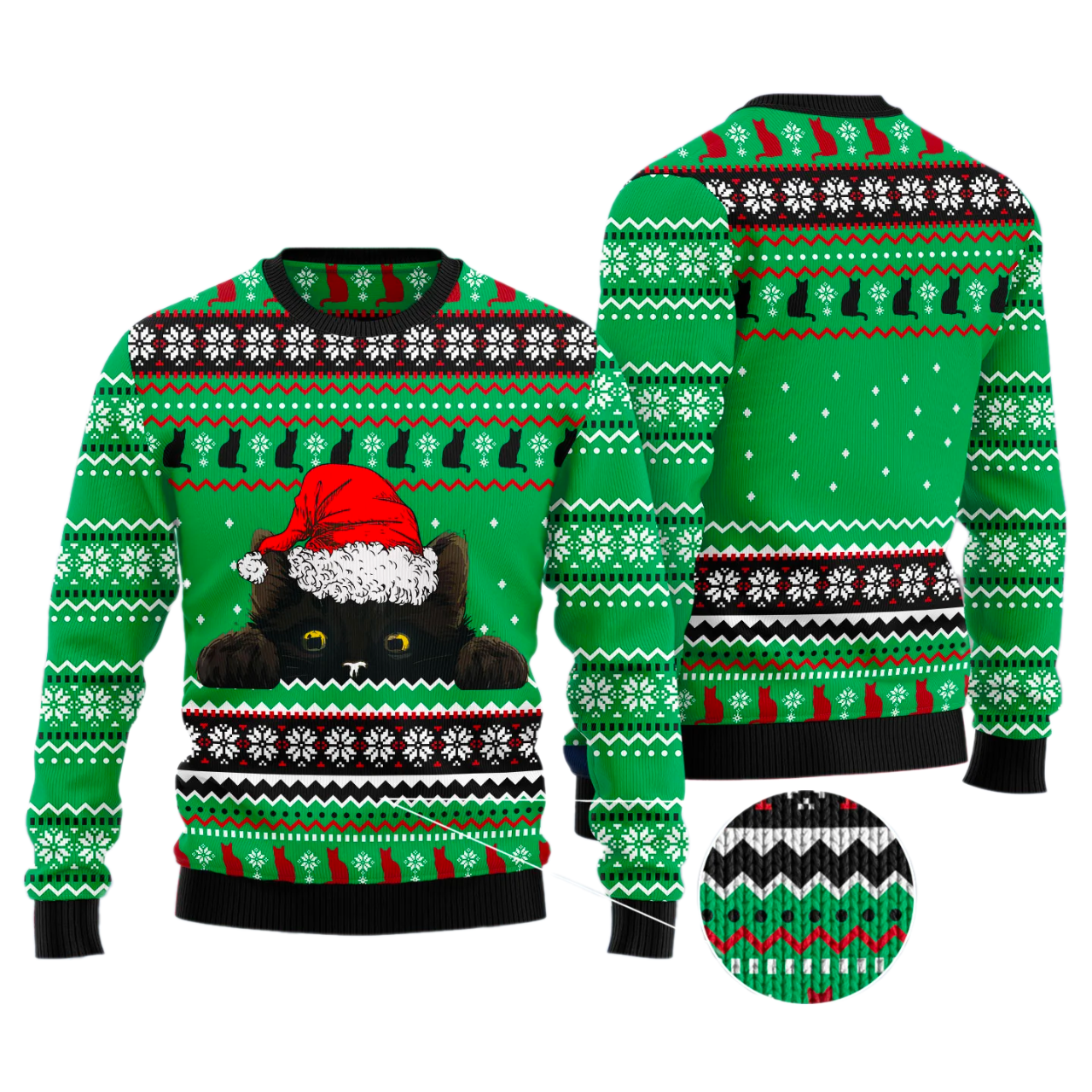 Black Cat Hide Ugly Christmas Sweater For Men & Women Christmas Gift Sweater US2613 - WeCustomit