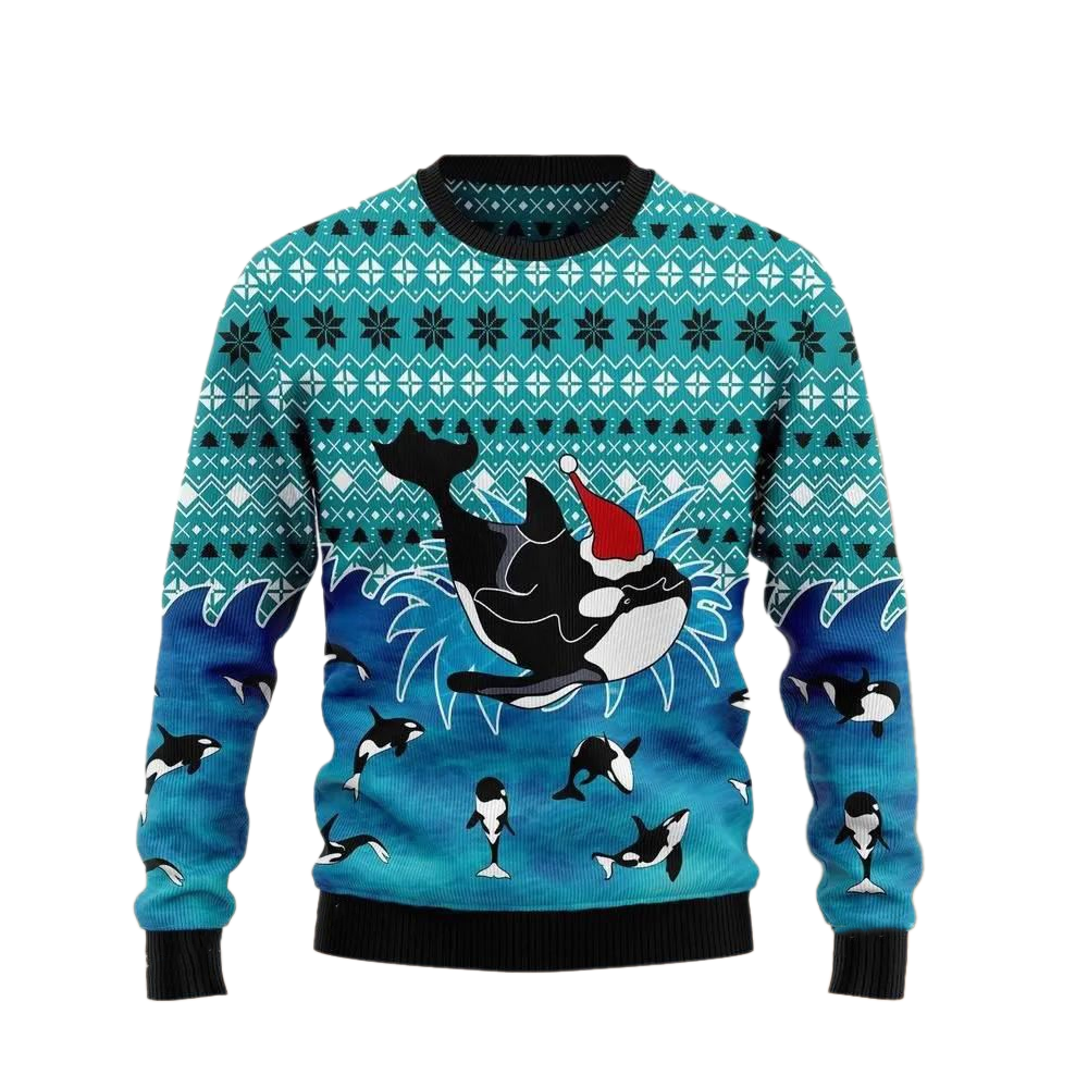 Love Oracle Whale Wearing Santa Hat Ugly Christmas Sweater For Men & Women Christmas Gift Sweater US2858 - WeCustomit
