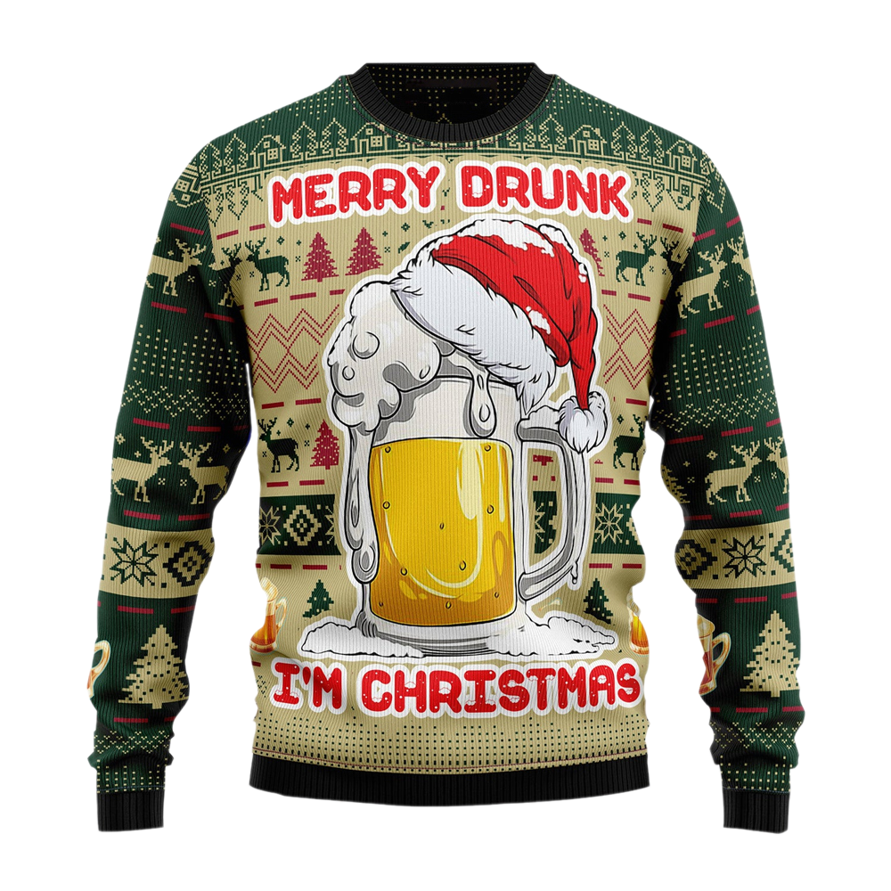 Merry Drunk Beer Ugly Christmas Sweater For Men & Women Christmas Gift Sweater US2873 - WeCustomit