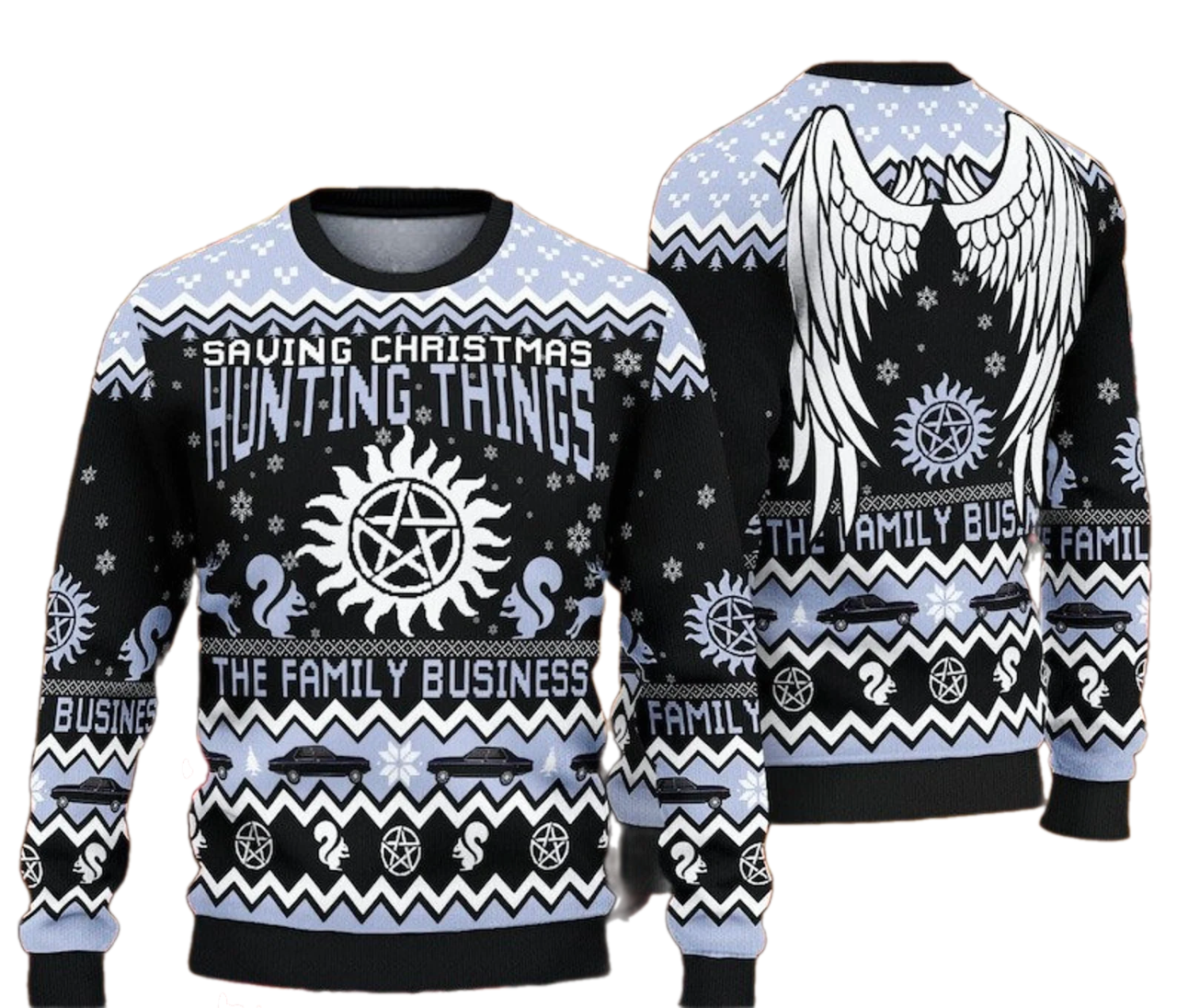 Saving Christmas Hunting Things Ugly Christmas Sweater For Men & Women Christmas Gift Sweater US2803 - WeCustomit