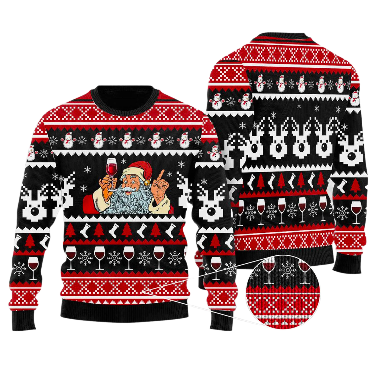 Red Wine Ugly Christmas Sweater For Men & Women Christmas Gift Sweater US2813 - WeCustomit