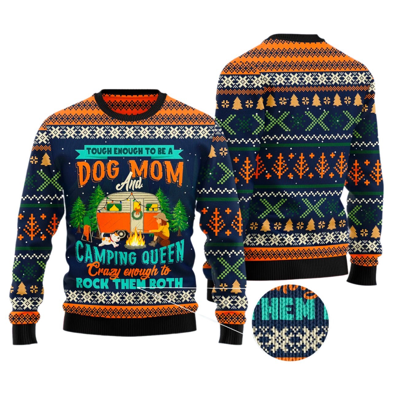 Dog Mom Camping Ugly Sweater For Men & Women Christmas Gift Sweater US2826 - WeCustomit