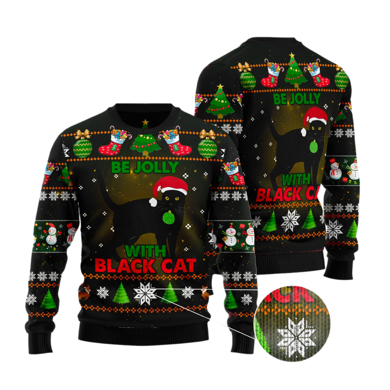 Black Cat Be Jolly Ugly Christmas Sweater For Men & Women Christmas Gift Sweater US2827 - WeCustomit