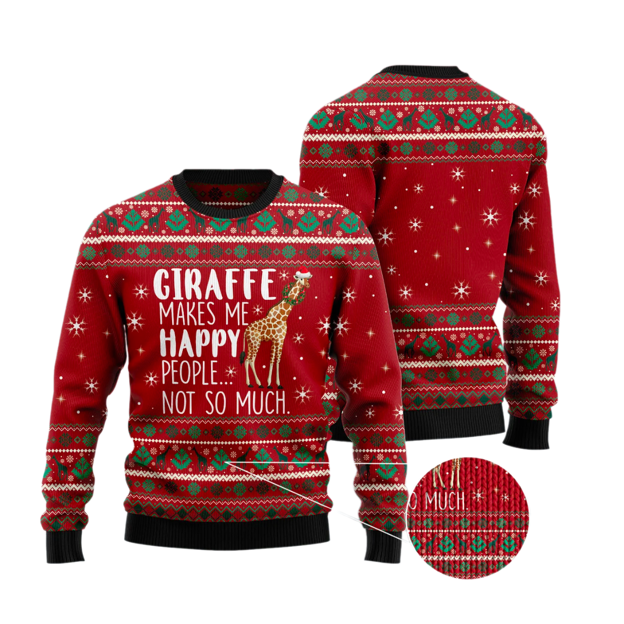 Giraffe Makes Me Happy Ugly Christmas Sweater For Men & Women Christmas Gift Sweater US2831 - WeCustomit