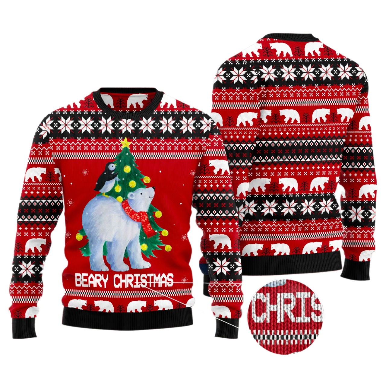 Bear Beary Xmas Ugly Sweater For Men & Women Christmas Gift Sweater US2834 - WeCustomit