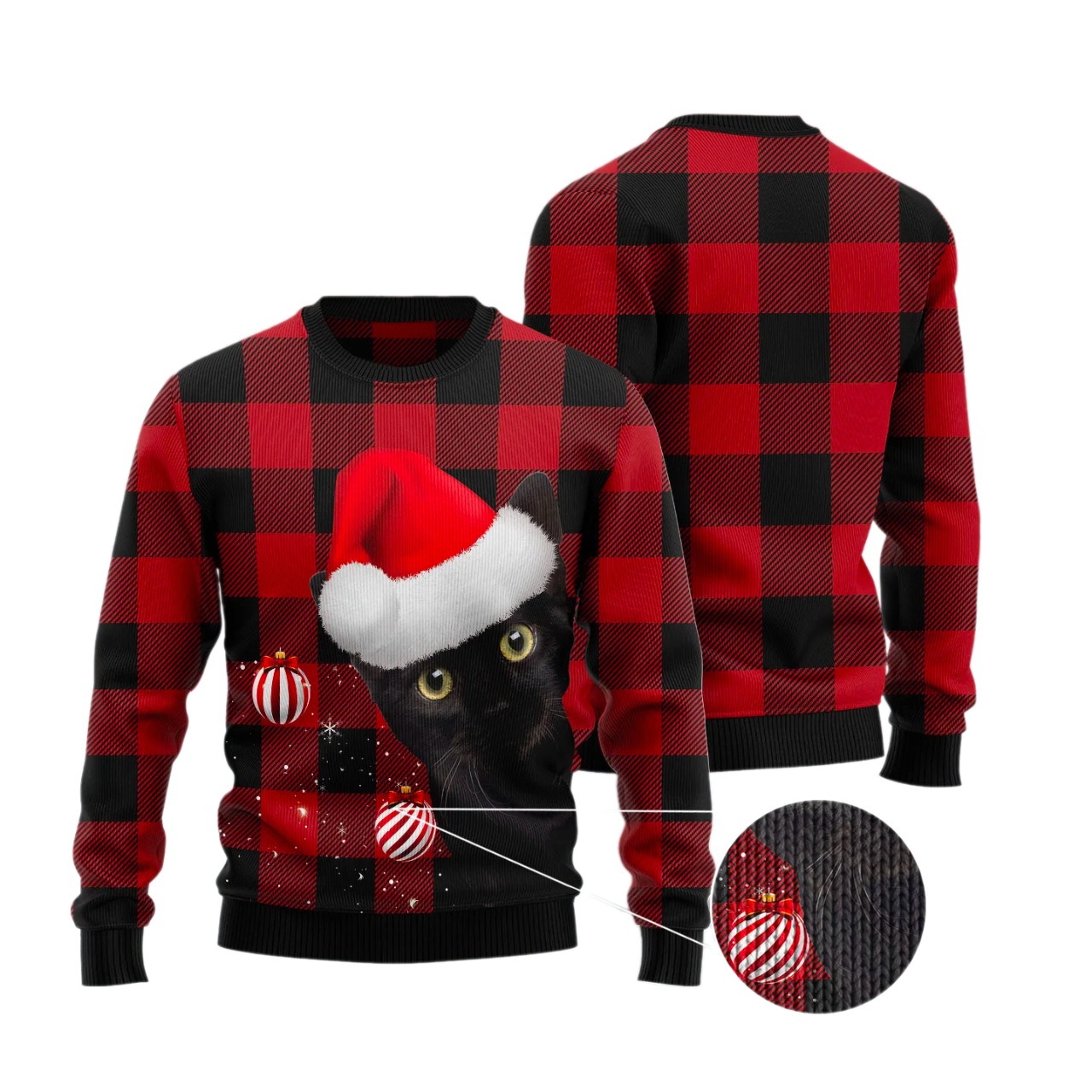 Black Cat Ugly Christmas Sweater For Men & Women Christmas Gift Sweater US2837 - WeCustomit