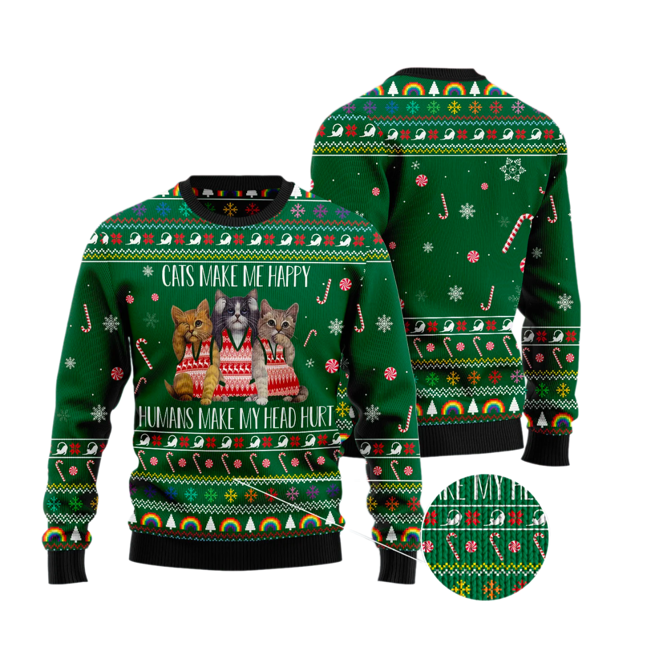 Cats Make Me Happy Ugly Christmas Sweater For Men & Women Christmas Gift Sweater US2838 - WeCustomit