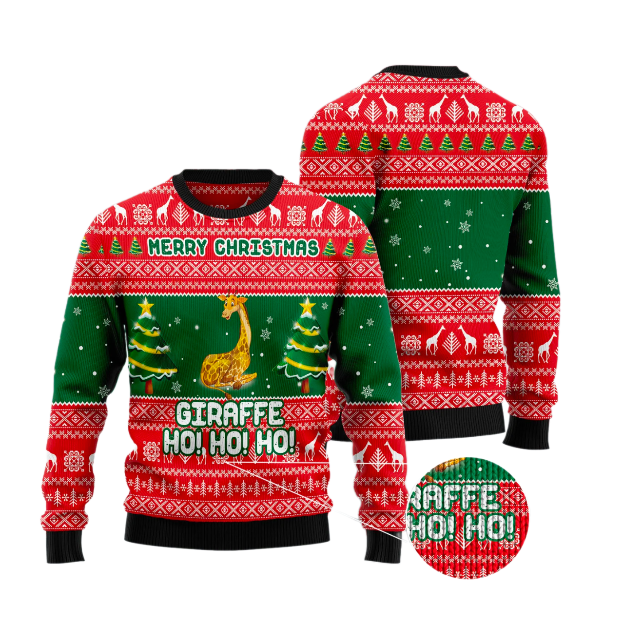 Giraffe Ho Ho Ho Ugly Christmas Sweater For Men & Women Christmas Gift Sweater US2839 - WeCustomit