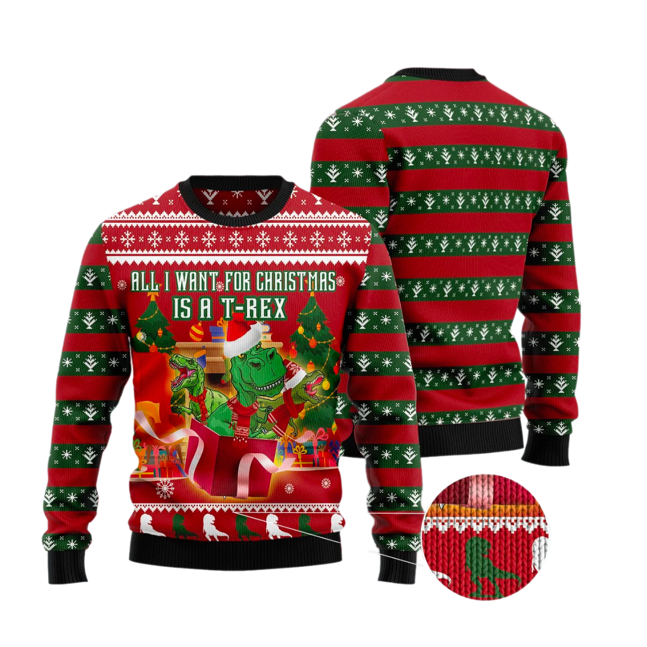 T-rex Christmas's Ugly Christmas Sweater For Men & Women Christmas Gift Sweater US2844 - WeCustomit