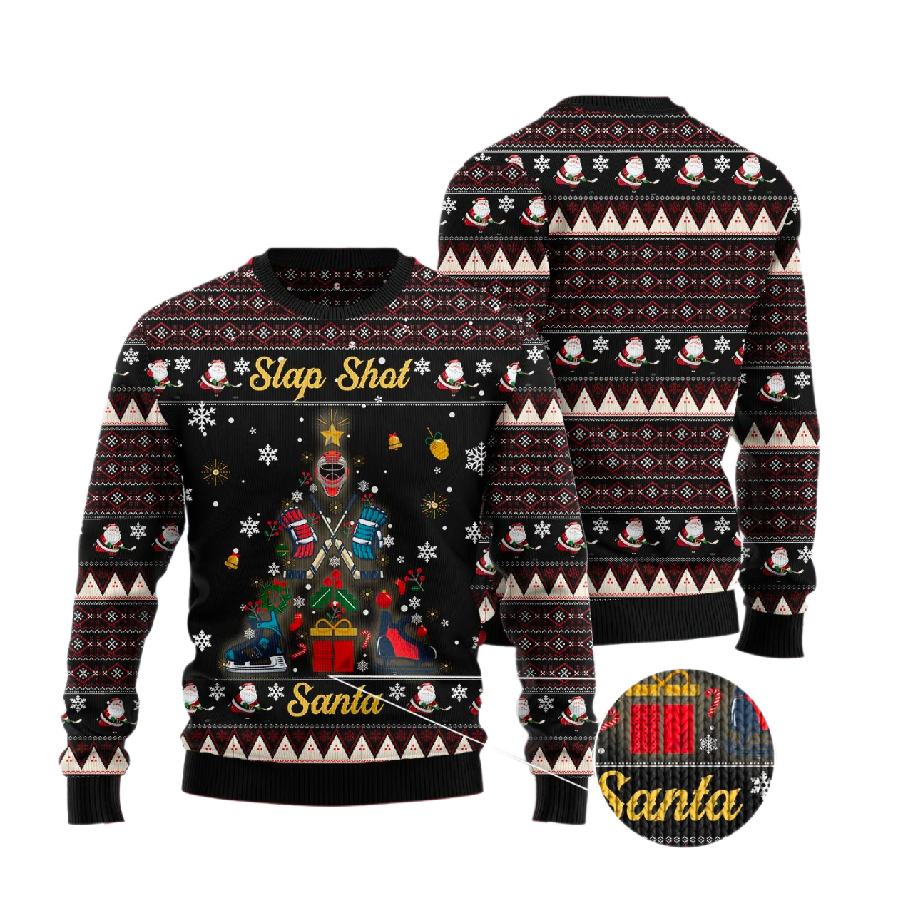 Slap Shot Santa Christmas Ugly Sweater For Men & Women Christmas Gift Sweater US2847 - WeCustomit