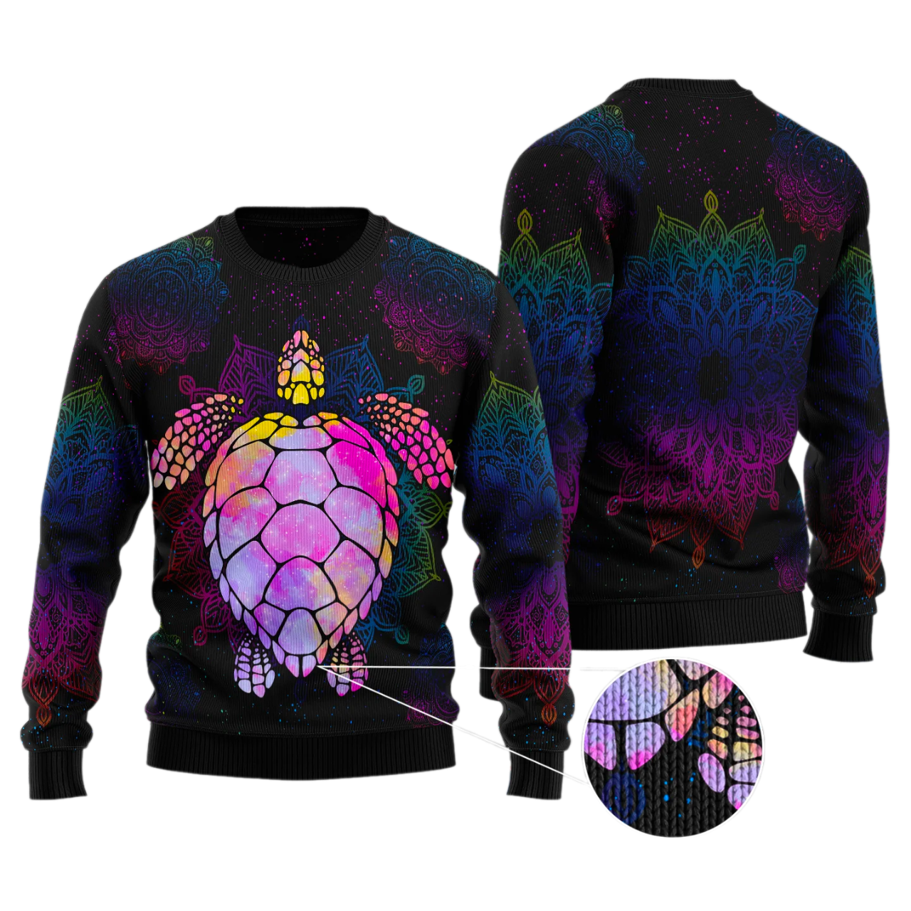 Turtle Purple Mandala Ugly Christmas Sweater For Men & Women Christmas Gift Sweater US2881 - WeCustomit