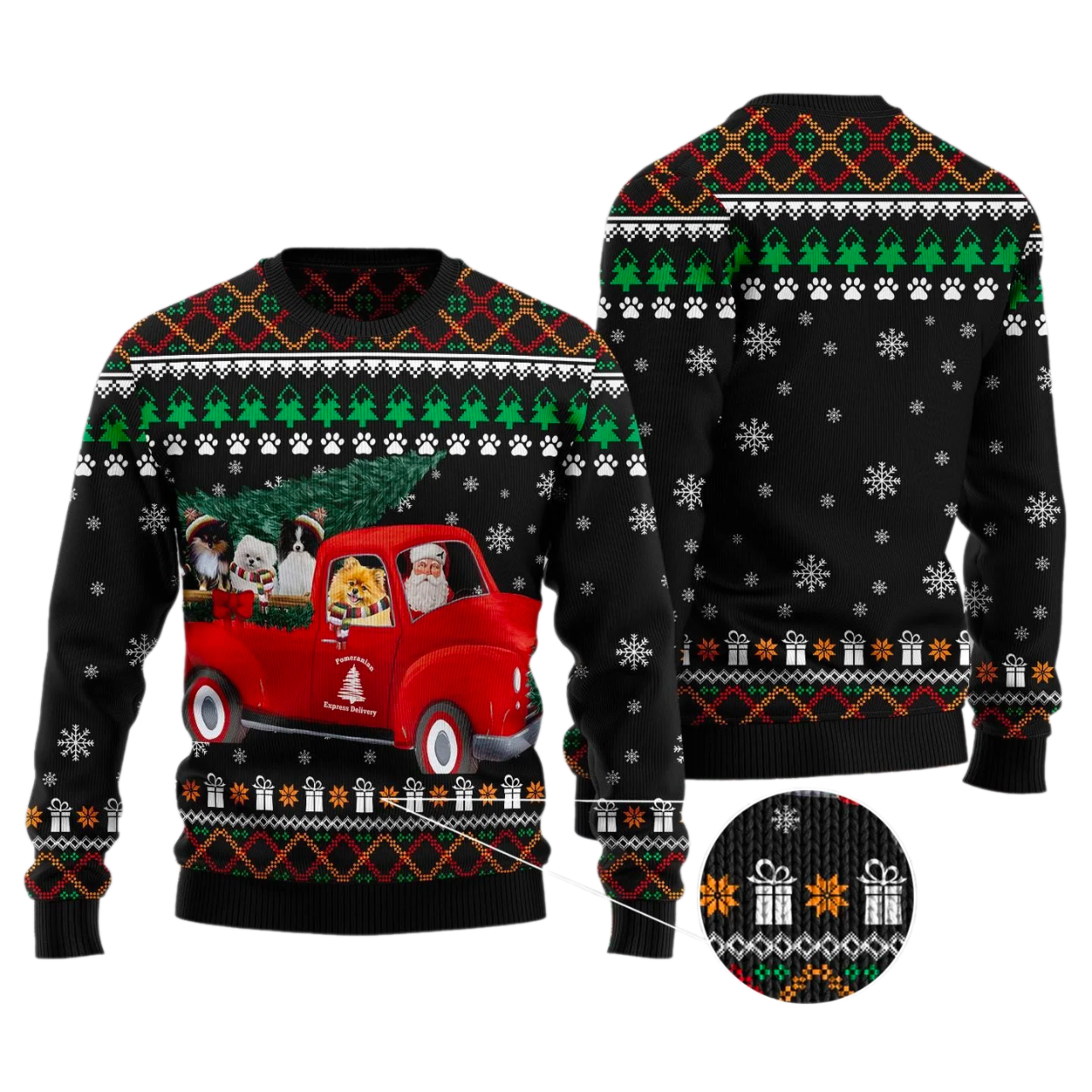 Cute Dogs and Red Truck Ugly Christmas Sweater For Men & Women Christmas Gift Sweater US2886 - WeCustomit