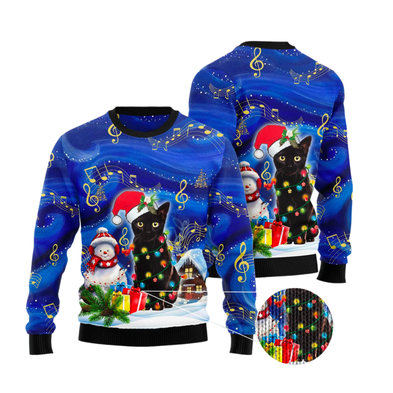 Black Cat Christmas Night Ugly Christmas Sweater For Men & Women Christmas Gift Sweater US2888 - WeCustomit
