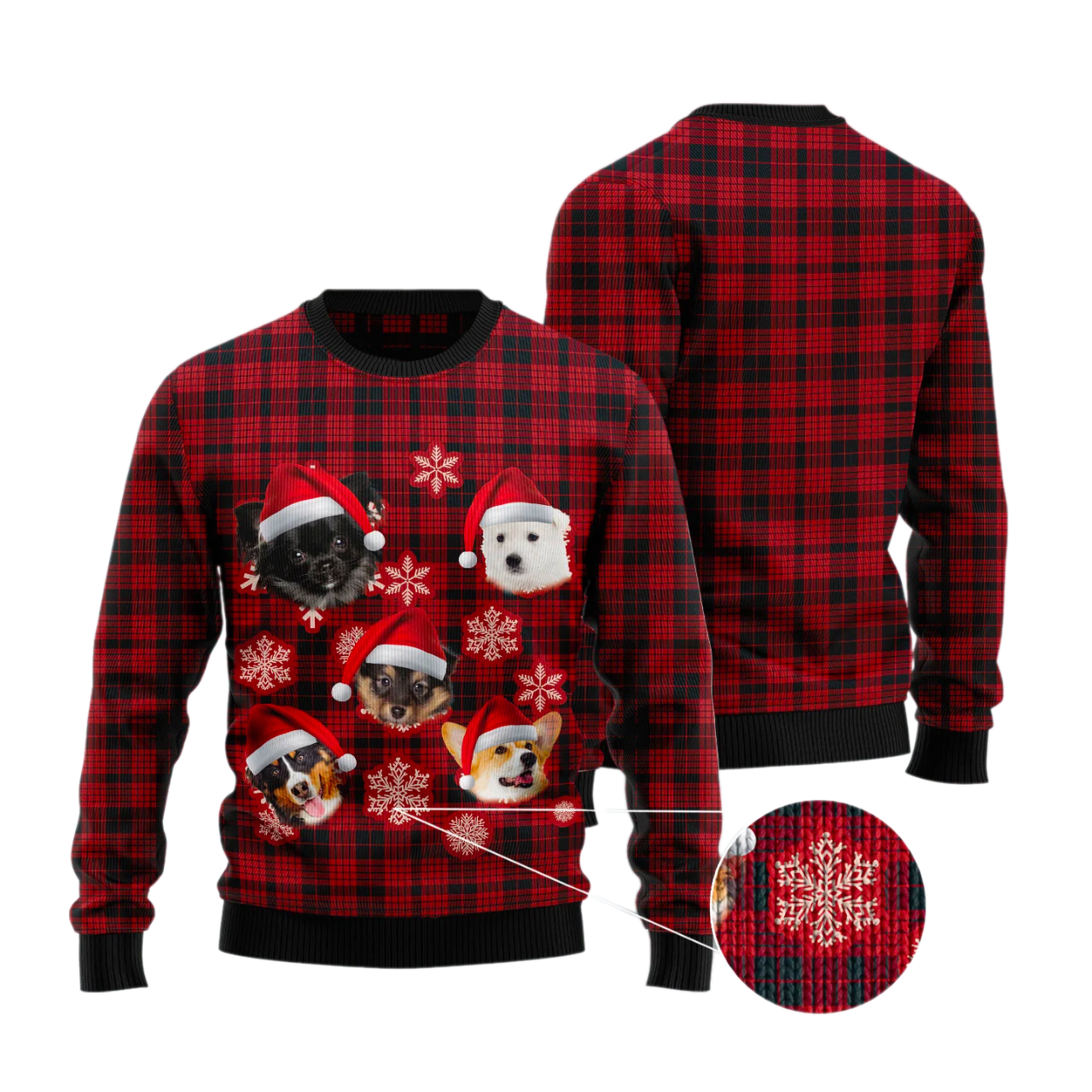 Dog Christmas Snowflake Ugly Christmas Sweater For Men & Women Christmas Gift Sweater US2889 - WeCustomit