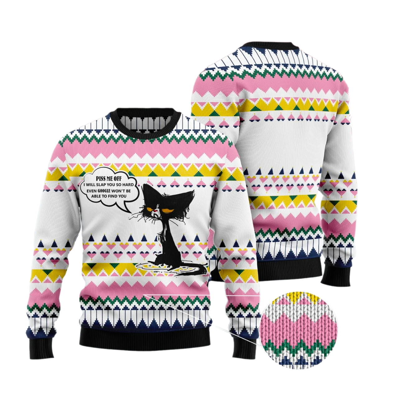 Black Cat Piss Me Off Ugly Christmas Sweater For Men & Women Christmas Gift Sweater US2913 - WeCustomit
