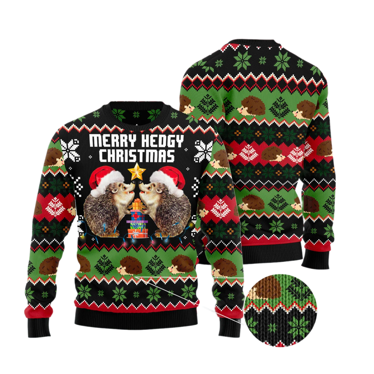 Merry Hedgy Christmas Ugly Christmas Sweater For Men & Women Christmas Gift Sweater US2918 - WeCustomit